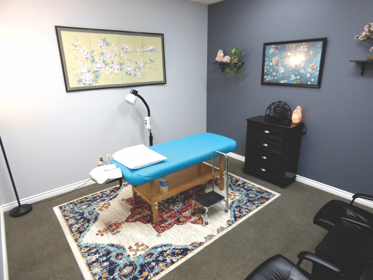 Acupuncture Cherry Blossom Treatment Room. Acupuncturist Michael Mark LA.c