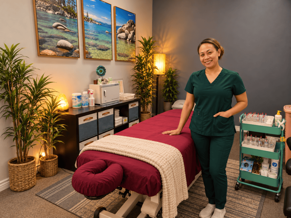 Maria Wongsuwan. LMT. Massage Therapist. Massage Treatment Room.